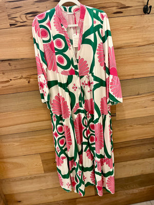 Yolly: Printed Half Button Maxi Dresses
