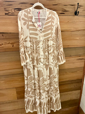 Yolly: Printed Half Button Maxi Dresses