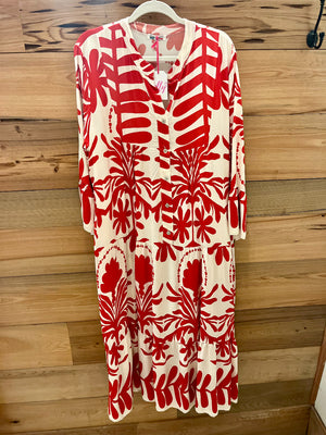 Yolly: Printed Half Button Maxi Dresses