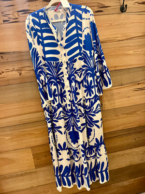 Yolly: Printed Half Button Maxi Dresses