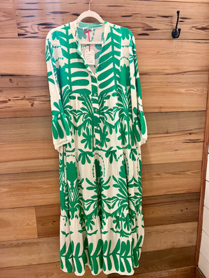 Yolly: Printed Half Button Maxi Dresses